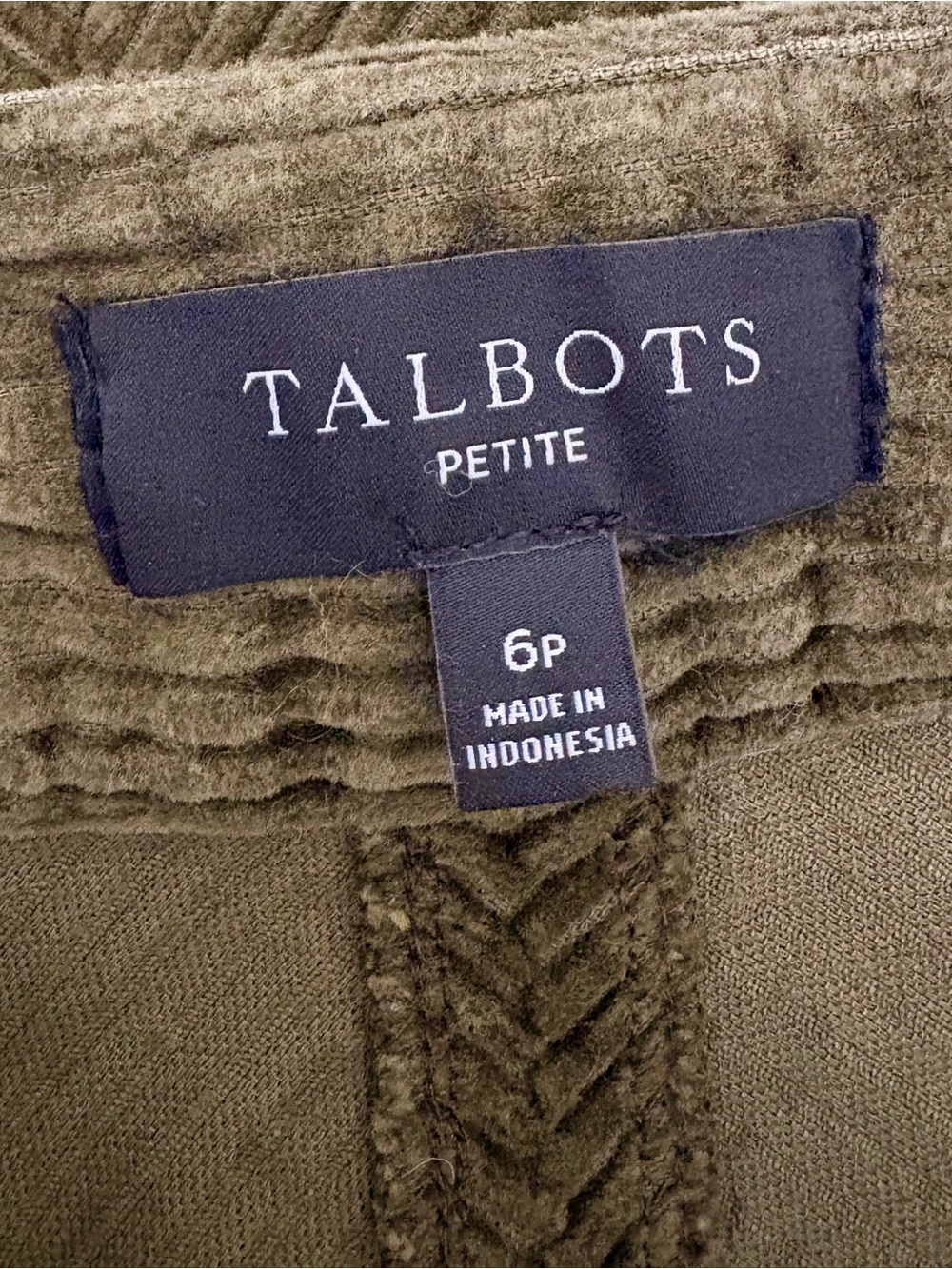 TALBOT’S Wide Wale Corduroy A- Line Mini Skirt | Olive Green | Size 6 Petite - Picture 4 of 5